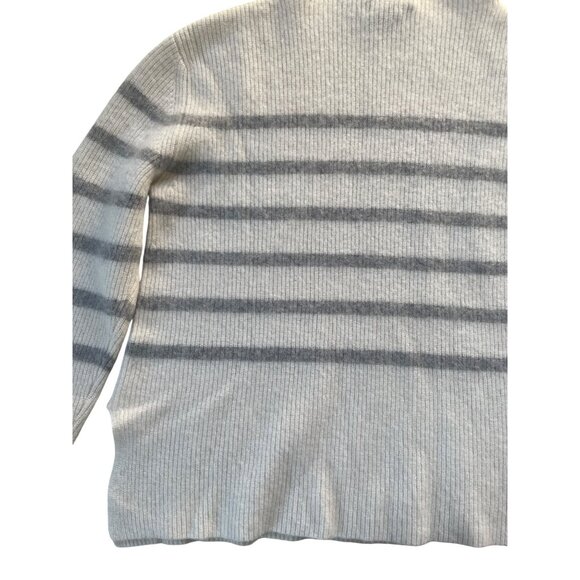 Forte Cashmere Women's XL 100% Cashmere Neutral Stripe Turtleneck Sweater - Picture 9 of 13